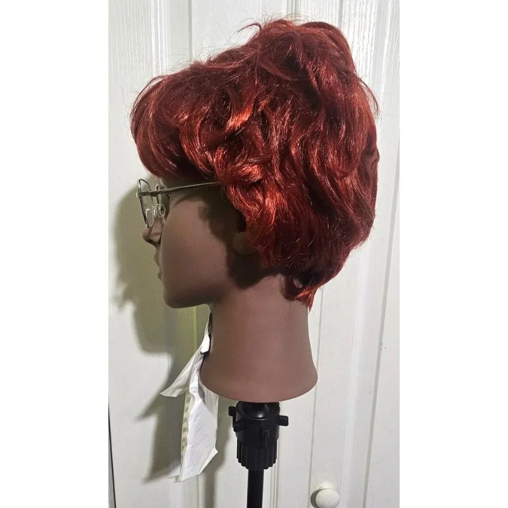 Short Red Wig Glasses Teacher Librarian Grandma Lady 100 Days of School Costume
